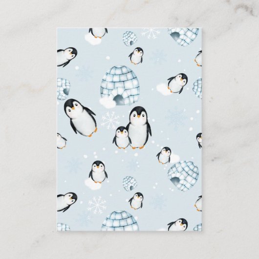Winterpinguïn igloos luier loterij baby shower informatiekaartje (Achterkant)