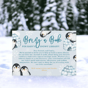 Winterpinguïn iglo's brengen een boek baby shower informatiekaartje
