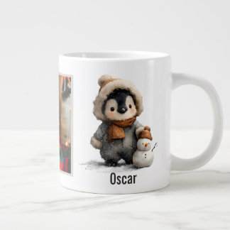 Winterpinguïn met Sneeuwman Ontwerp Grote Koffiekop
