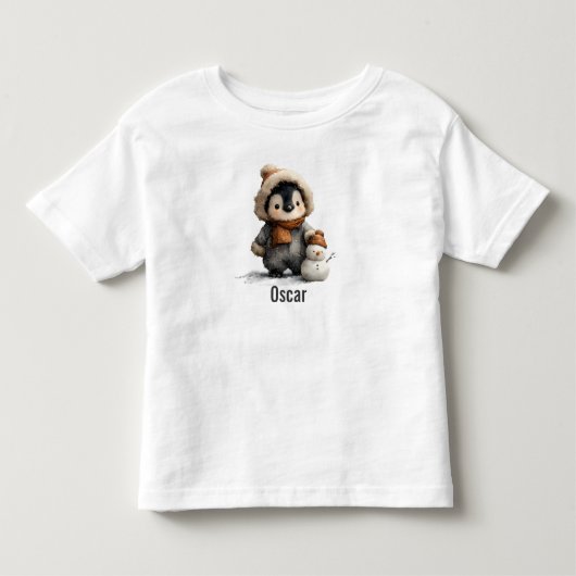 Winterpinguïn met Sneeuwman Ontwerp Kinder Shirts (Voorkant)