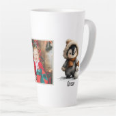 Winterpinguïn met Sneeuwman Ontwerp Latte Mok (Rechterhoek)