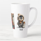 Winterpinguïn met Sneeuwman Ontwerp Latte Mok (Rechts)
