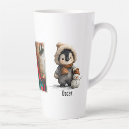 Winterpinguïn met Sneeuwman Ontwerp Latte Mok