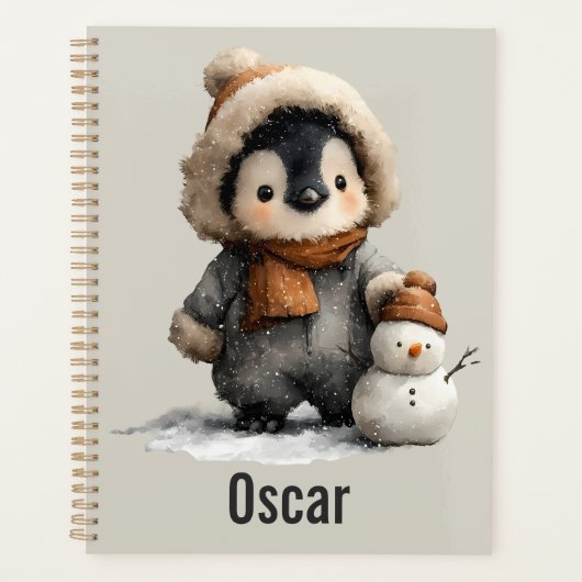 Winterpinguïn met Sneeuwman Ontwerp Planner (Voorkant)