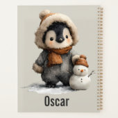 Winterpinguïn met Sneeuwman Ontwerp Planner (Achterkant)