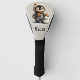 Winterpinguïn met Sneeuwpop Ontwerp Golfheadcover