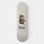Winterpinguïn met Sneeuwpop Ontwerp Persoonlijk Skateboard (Voorkant)
