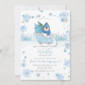 Winterpinguïn Onederland 1e verjaardag sneeuwvlokk Kaart (Voorkant)