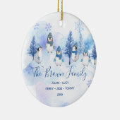 Winterpinguïn Onze Eerste Kerstmis in ons nieuwe h Keramisch Ornament (Rechts)