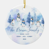 Winterpinguïn Onze Eerste Kerstmis in ons nieuwe h Keramisch Ornament (Voorkant)