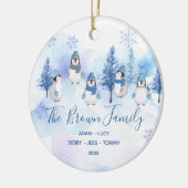 Winterpinguïn Onze Eerste Kerstmis in ons nieuwe h Keramisch Ornament (Links)