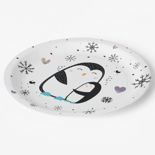 Winterpinguïn Papier Borden Papieren Bordje (Gekanteld)