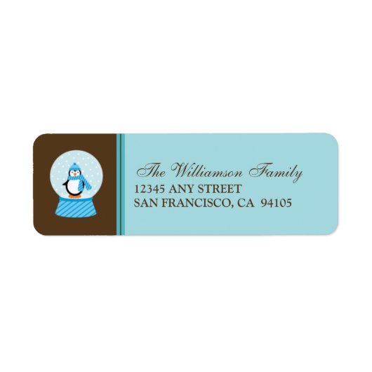 Winterpinguïn sneeuwbollen retouradres labels (Voorkant)