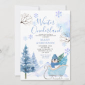 Winterpinguïn Sneeuwvlokken Onederland 1e Verjaard Kaart (Voorkant)