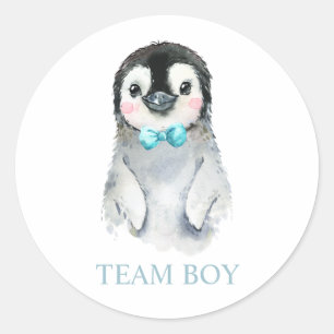 Winterpinguïn Team BOY Gender onthulling spellabel Ronde Sticker