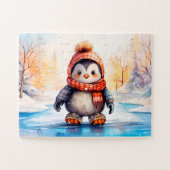 Winterpinguïn vakantie Kinder legpuzzel (Horizontaal)
