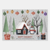 Winterpinguïn, Vrolijk kerstfeest en sneeuwvlokken Inpakpapier Vel (Voorkant)