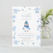 Winterpinguïn Winter onderland Sneeuwvlokken Kaart (Staand voorkant)