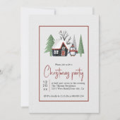 Winterpinguïnbomen en sneeuwval kerstfeest kaart (Voorkant)