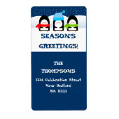 Winterpinguïns adreslabel etiket (Voorkant)