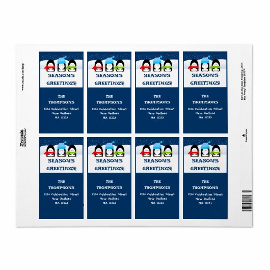 Winterpinguïns adreslabel etiket (Full Sheet)