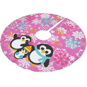 Winterpinguïns Hot Pink Tree Rok Kerstboom Rok (Gekanteld)