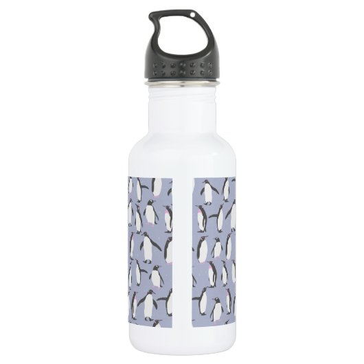 Winterpinguïns naadloos patroon + uw ideeën waterfles  (Achterkant)