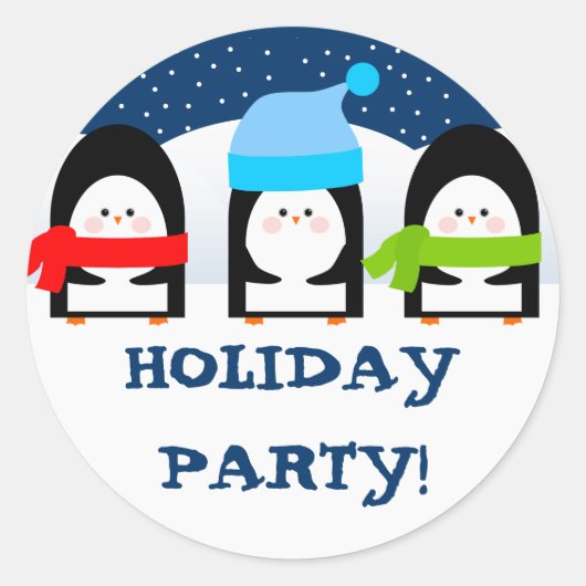 Winterpinguïns Party Sticker (Voorkant)