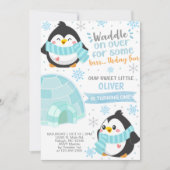Winterpinguïns verjaardagsuitnodiging. kaart (Voorkant)