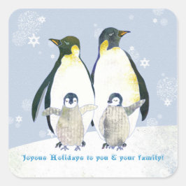 Winterpinguïns, Vreugdevolle Feestdagen Envelop St Vierkante Sticker