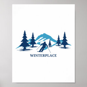 Winterplace West Virginia Skigebied Skiën Skiloper Poster