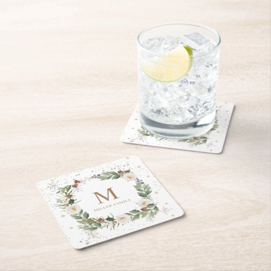 winterpleistermonogram voor goudsparren kartonnen onderzetters (Insitu)