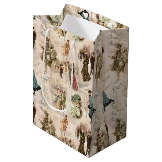  winterplezier sneeuwscènes medium cadeauzakje (Voorkant Gekanteld)