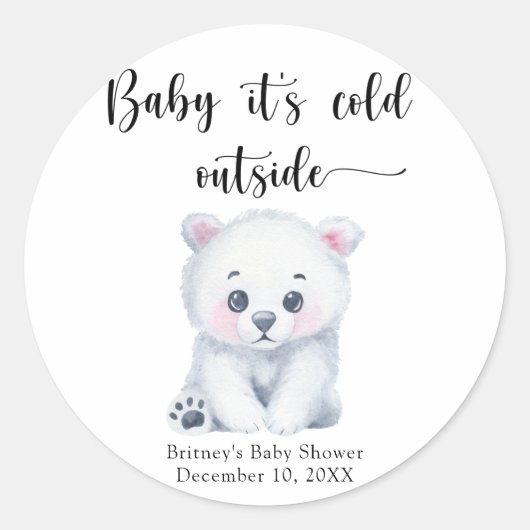 Winterpolar beer - baby het is koud buiten ronde sticker (Voorkant)