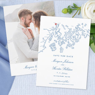 Winterport Maine Kaart Marine Blauwe Foto