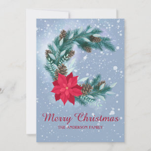 Winterpoten, waterverf, poinsettia, dennenpitten feestdagenkaart