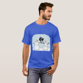 Winterpret Border Collie met Sneeuwmannen Schattig T-shirt (Voorkant volledig)
