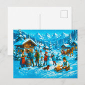 Winterpret in Alpendorp Feestdagenkaart (Voorkant / Achterkant)