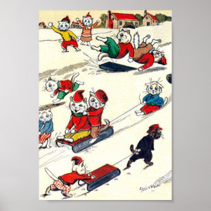 Winterpret in het Land van de Katten, Louis Wain Poster