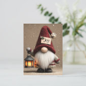 WINTERPRET: Lief Kerstmuts Gnoom Briefkaart (Staand voorkant)