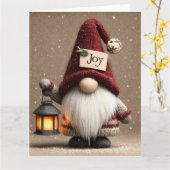 WINTERPRET: Lieflijke Gebreide Kerstkabouter Kaart (Gele Bloem)