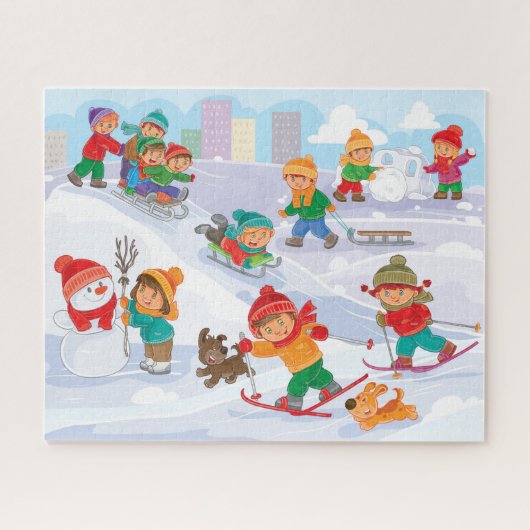 Winterpret met sneeuwpuzzel legpuzzel (Horizontaal)