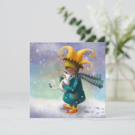 Winterprinses en haar kat (Staand voorkant)