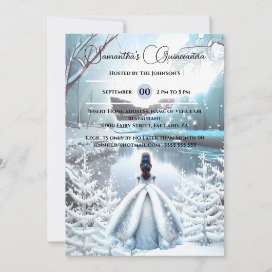 Winterprinses Quinceañera fantasie sneeuwbos Kaart (Voorkant)