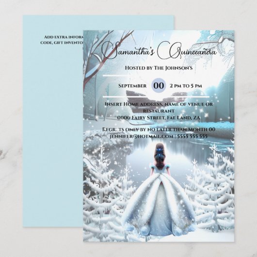 Winterprinses Quinceañera fantasie sneeuwbos Kaart (Voorkant / Achterkant)