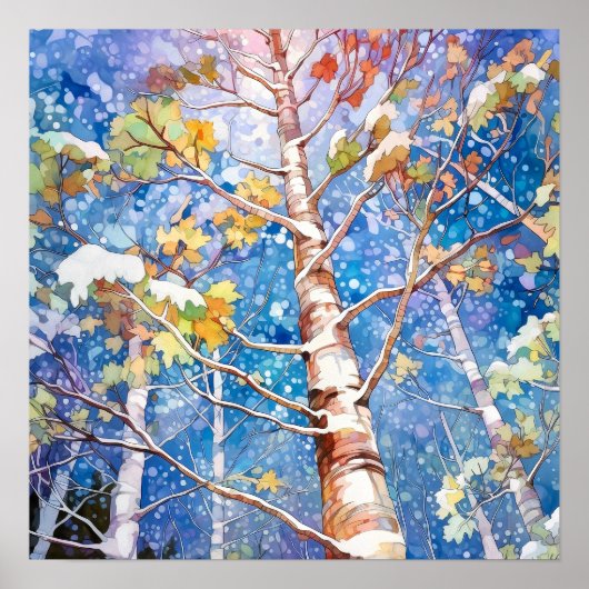 Winterprint, Snowy Trees, Winter Wonderland Poster (Voorkant)