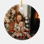 winterpuppy blije feestdagen foto keramisch ornament (Achterkant)