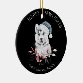 winterpuppy happy pawliday foto keramische oranje keramisch ornament (Rechts)