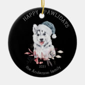 winterpuppy happy pawliday foto keramische oranje keramisch ornament (Voorkant)