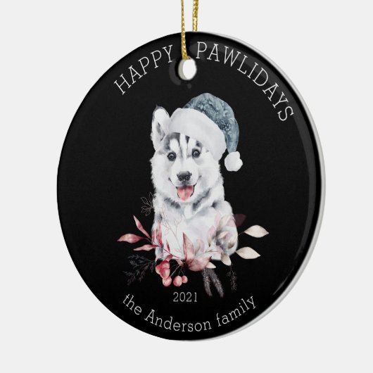winterpuppy happy pawliday foto keramische oranje keramisch ornament (Links)